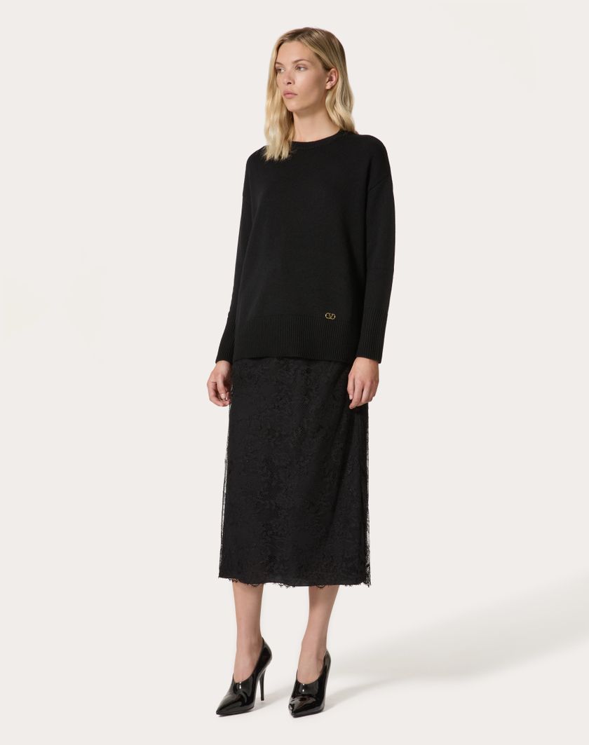 Valentino Handbags Gonna Midi per Donna in Nero | Valentino IT Saldi Di Fabbrica