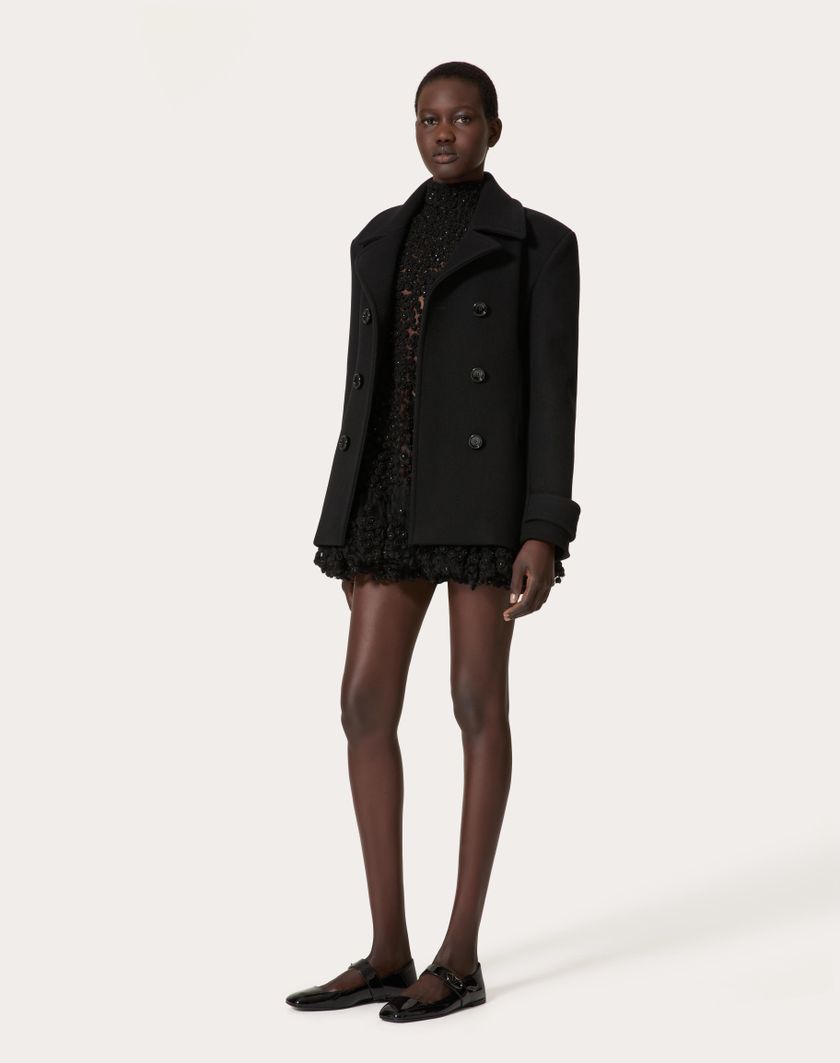 Valentino Handbags Caban In Compact Coat per Donna in Nero | Valentino IT I Più Venduti