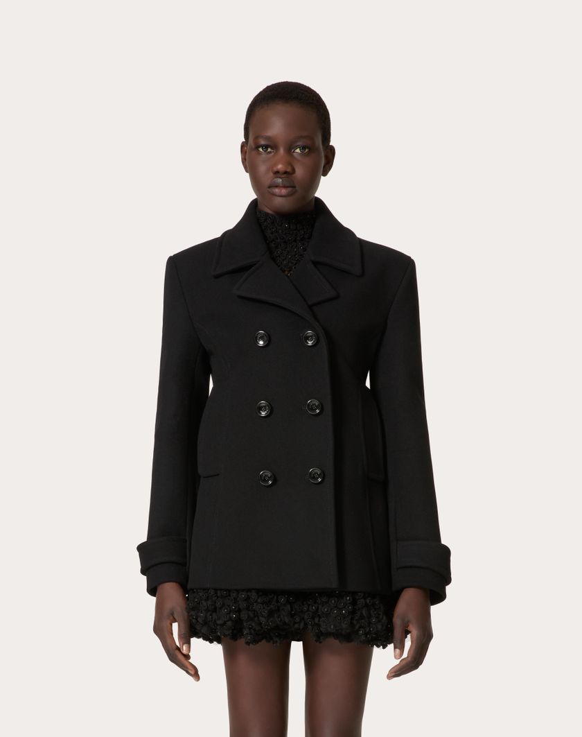 Valentino Handbags Caban In Compact Coat per Donna in Nero | Valentino IT I Più Venduti