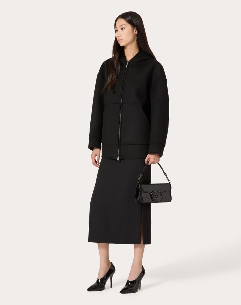 Valentino Handbags Gonna Midi In Grisaille per Donna in Nero | Valentino IT Italy