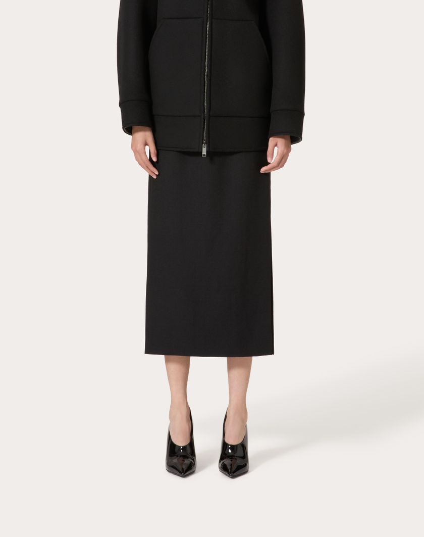 Valentino Handbags Gonna Midi In Grisaille per Donna in Nero | Valentino IT Italy