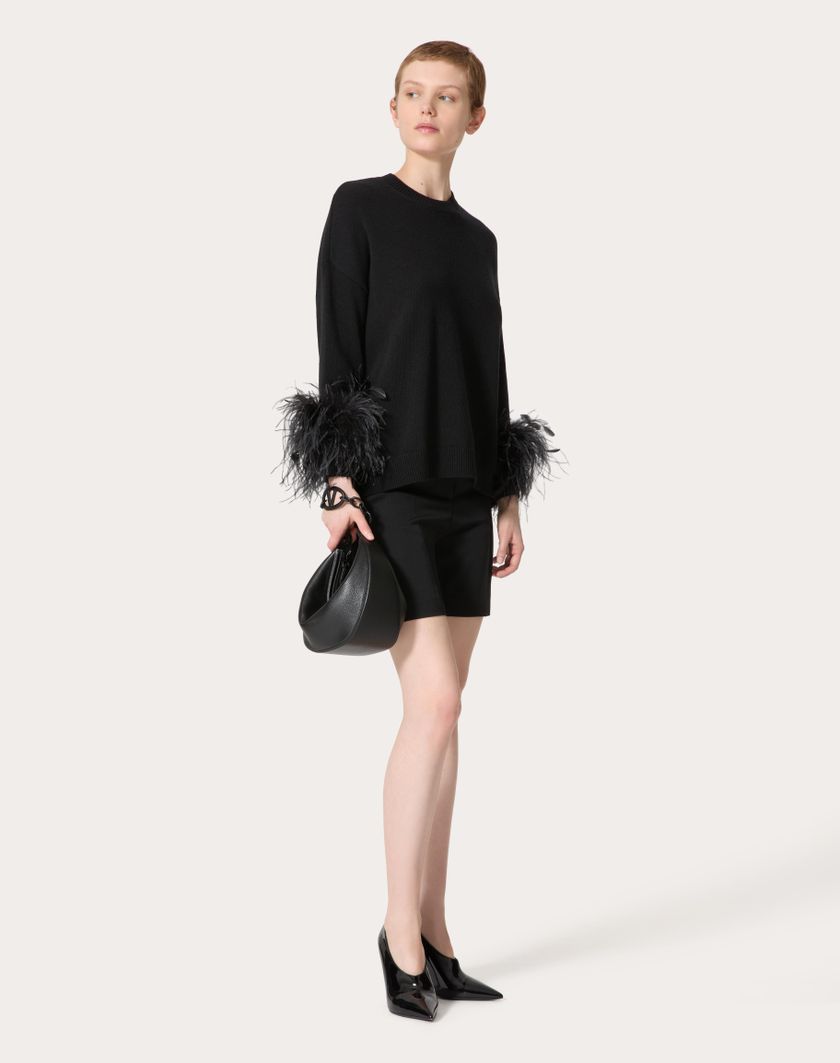 Valentino Handbags Maglia In Lana Con Piume per Donna in Nero | Valentino IT Italia