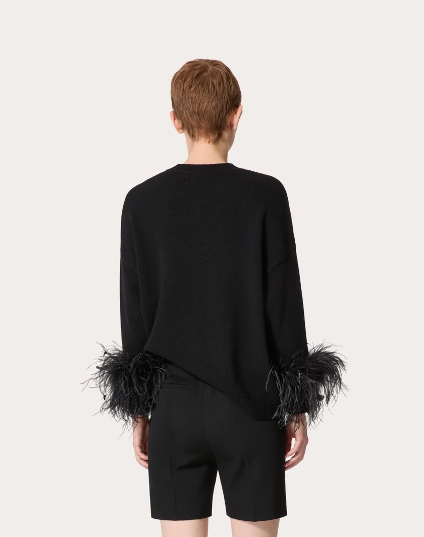 Valentino Handbags Maglia In Lana Con Piume per Donna in Nero | Valentino IT Italia