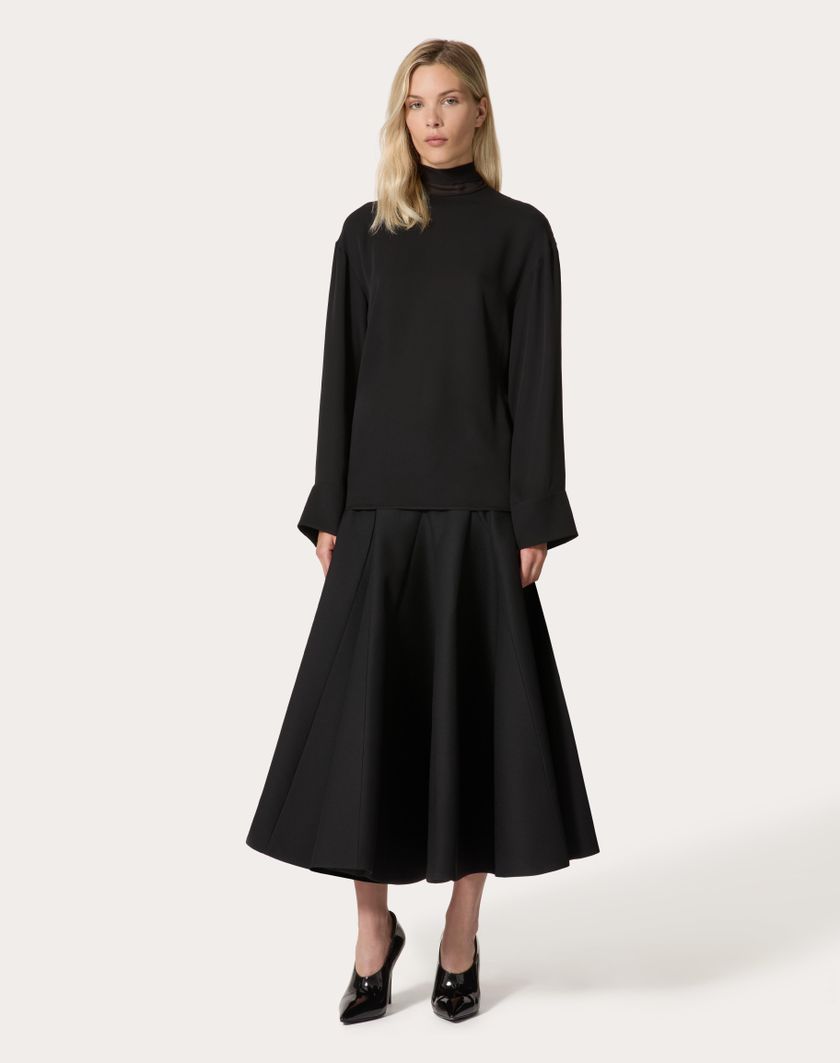 Valentino Handbags Top In Georgette per Donna in Nero | Valentino IT In Linea
