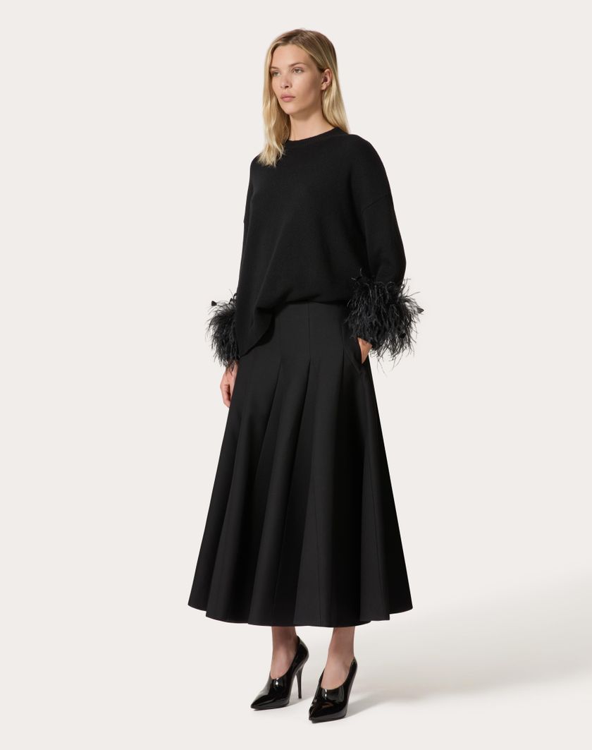 Valentino Handbags Gonna Midi In Crepe Couture per Donna in Nero | Valentino IT Nuovo
