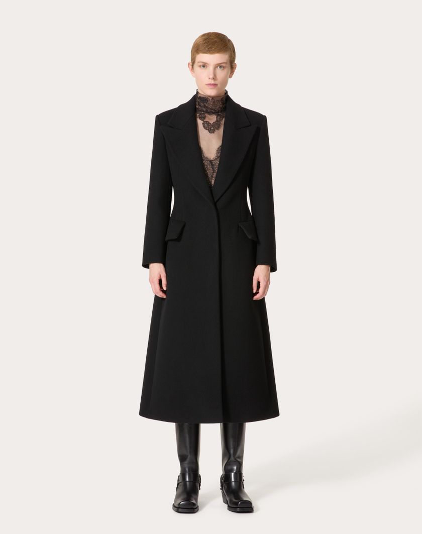 Valentino Handbags Cappotto In Compact Coat per Donna in Nero | Valentino IT Promozione