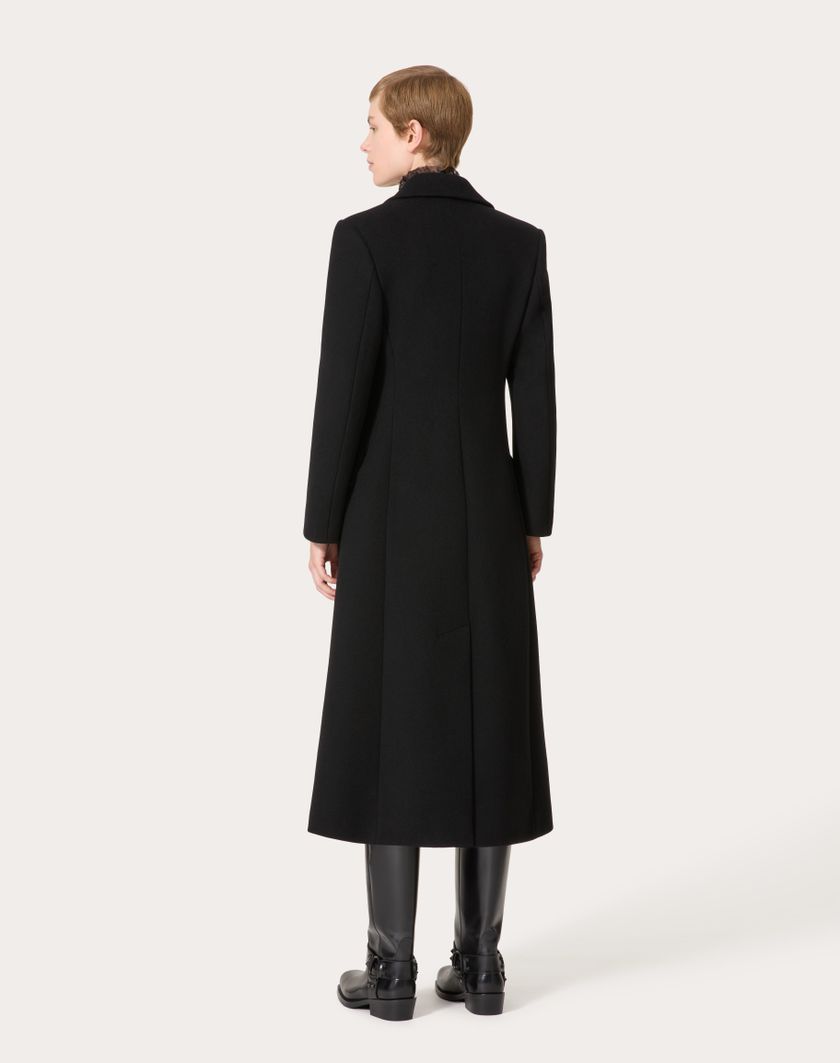 Valentino Handbags Cappotto In Compact Coat per Donna in Nero | Valentino IT Promozione