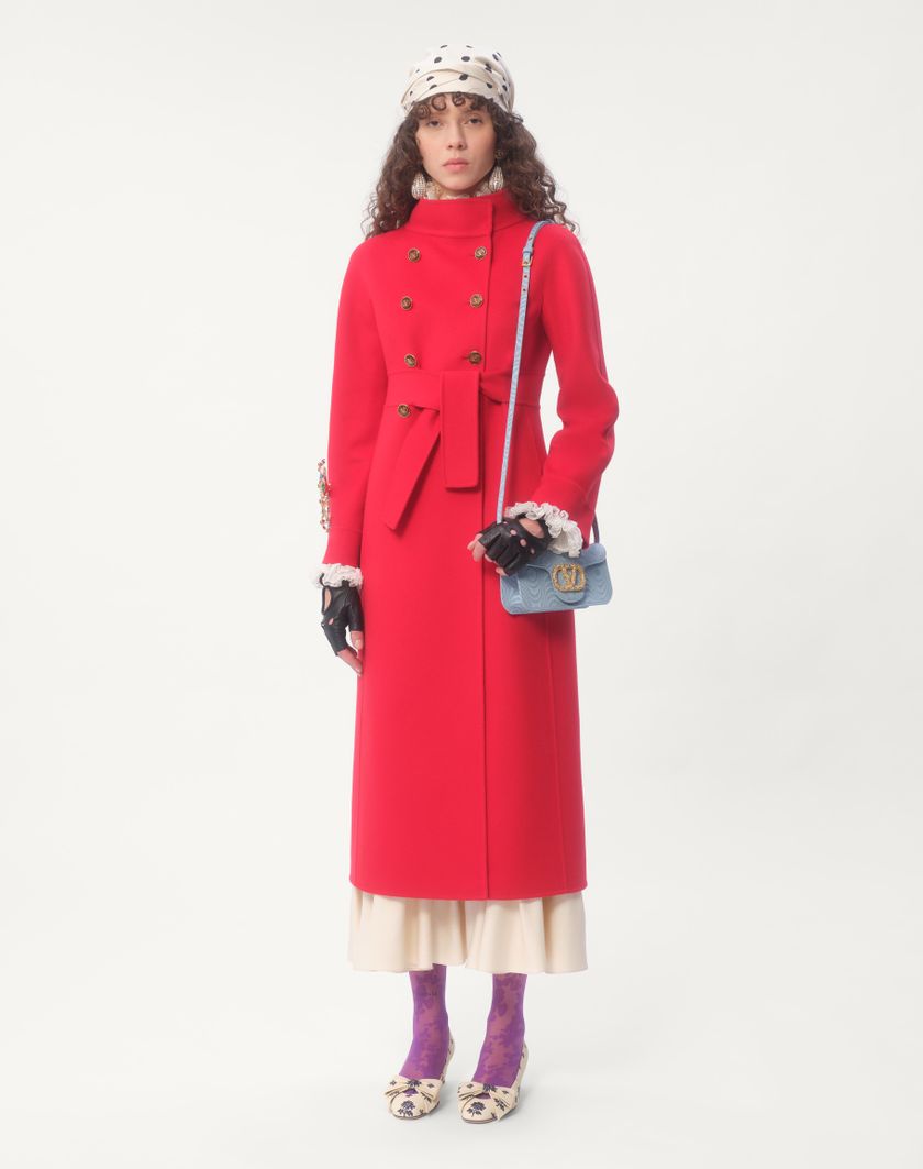 Valentino Handbags Cappotto In Compact Drap per Donna in Rosso | Valentino IT Promozione Limitata