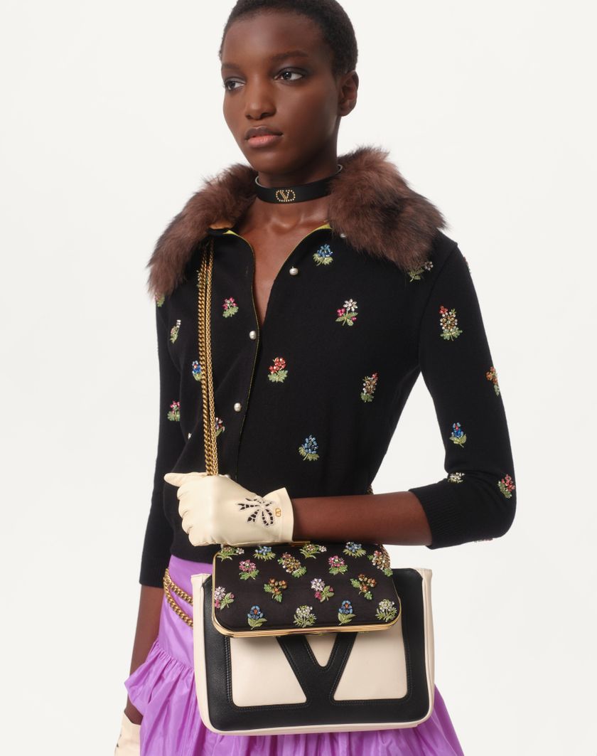 Valentino Handbags Cardigan In Lana Ricamato per Donna in Nero | Valentino IT Shopping Online