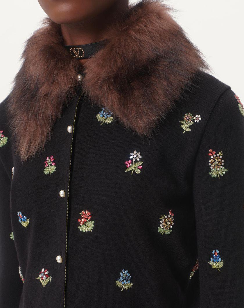 Valentino Handbags Cardigan In Lana Ricamato per Donna in Nero | Valentino IT Shopping Online