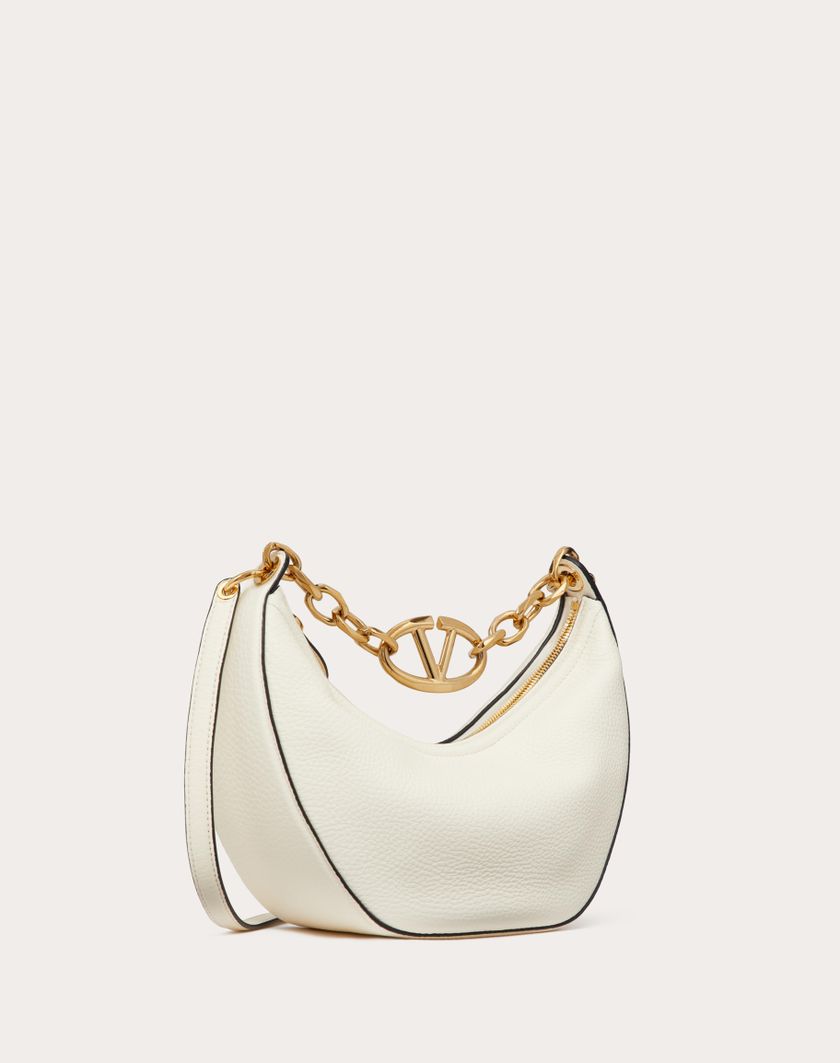 Valentino Handbags Hobo Piccola Vlogo Moon Bag In Vitello Granato Con Catena per Donna in Nero | Valentino IT Acquista Ora