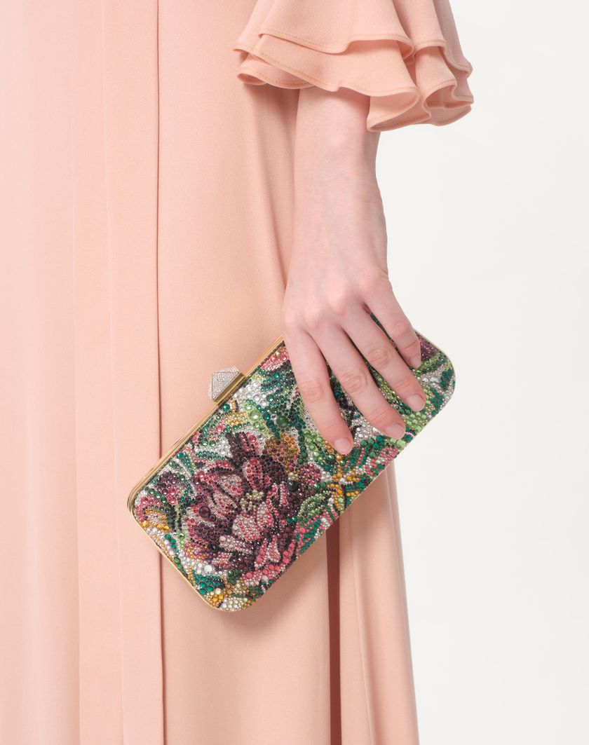 Valentino Handbags Abito Lungo In Georgette Ricamato per Donna in Rose Mist | Valentino IT Offerta