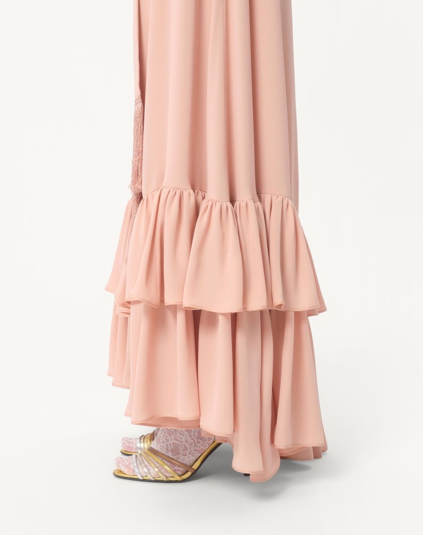 Valentino Handbags Abito Lungo In Georgette Ricamato per Donna in Rose Mist | Valentino IT Offerta