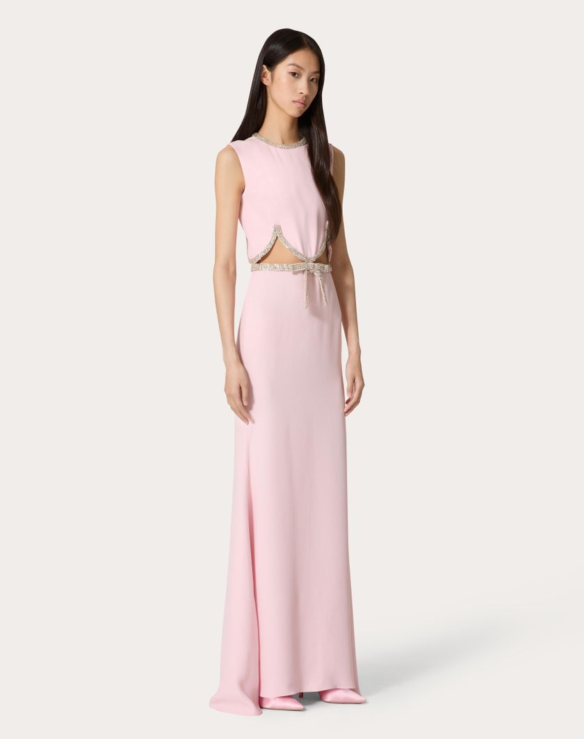 Valentino Handbags Abito Da Sera In Cady Couture Ricamato per Donna in Comfit | Valentino IT Online