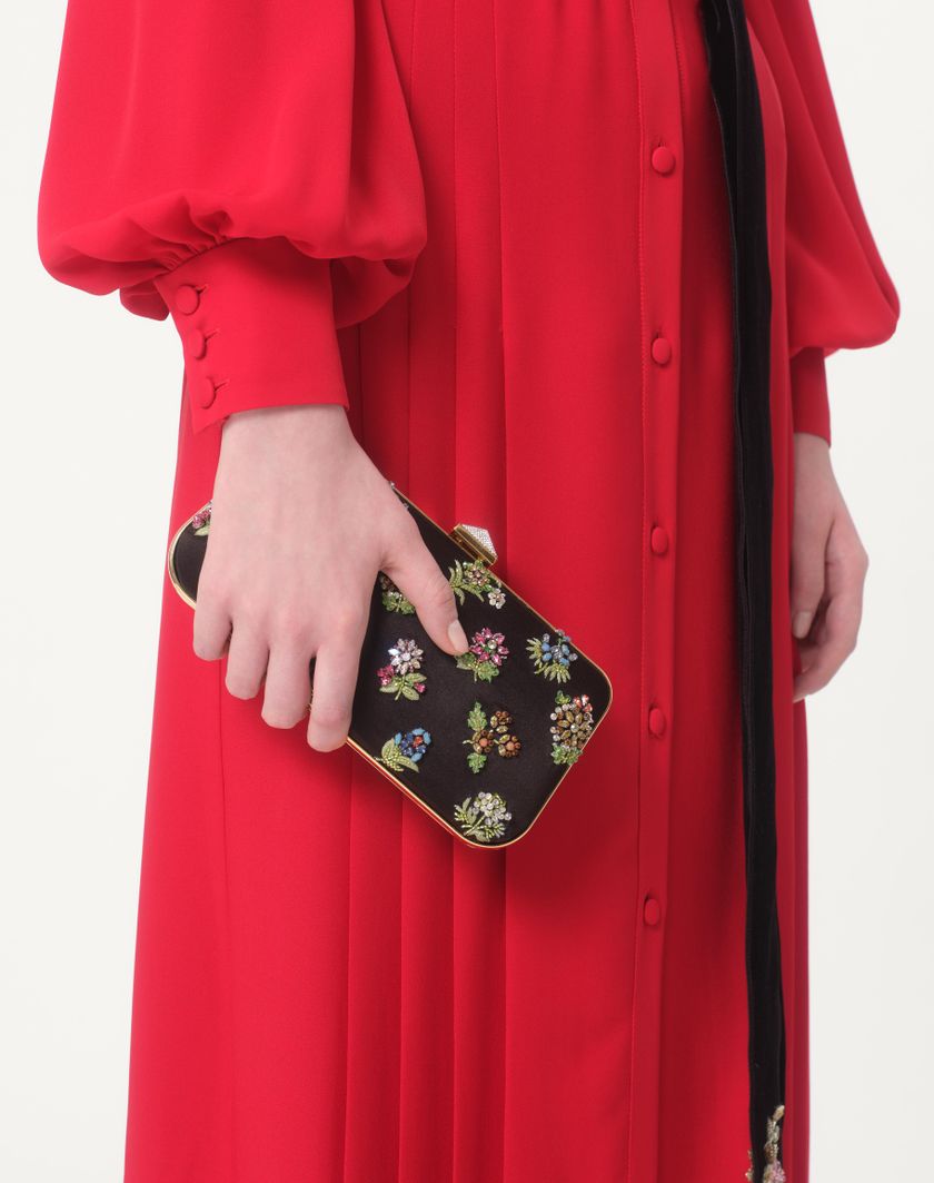 Valentino Handbags Abito Lungo In Georgette per Donna in Rosso | Valentino IT In Vendita