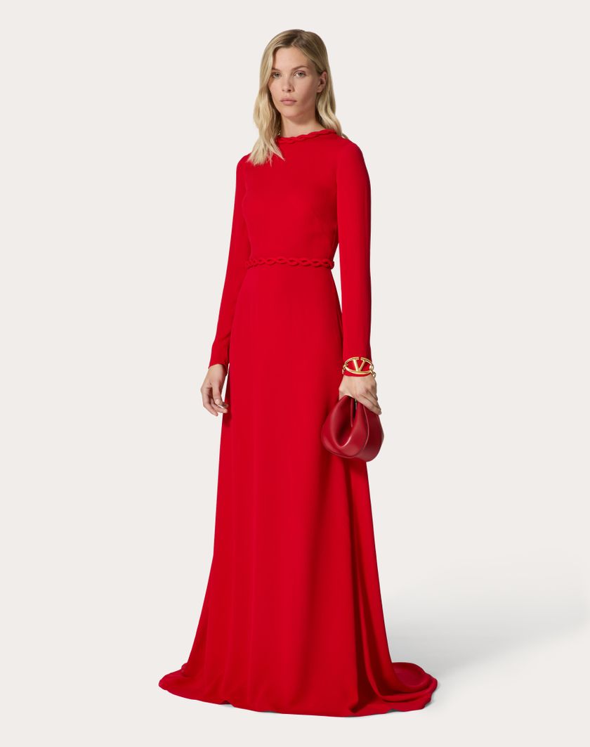 Valentino Handbags Abito Da Sera In Georgette Double per Donna in Rosso | Valentino IT Saldi