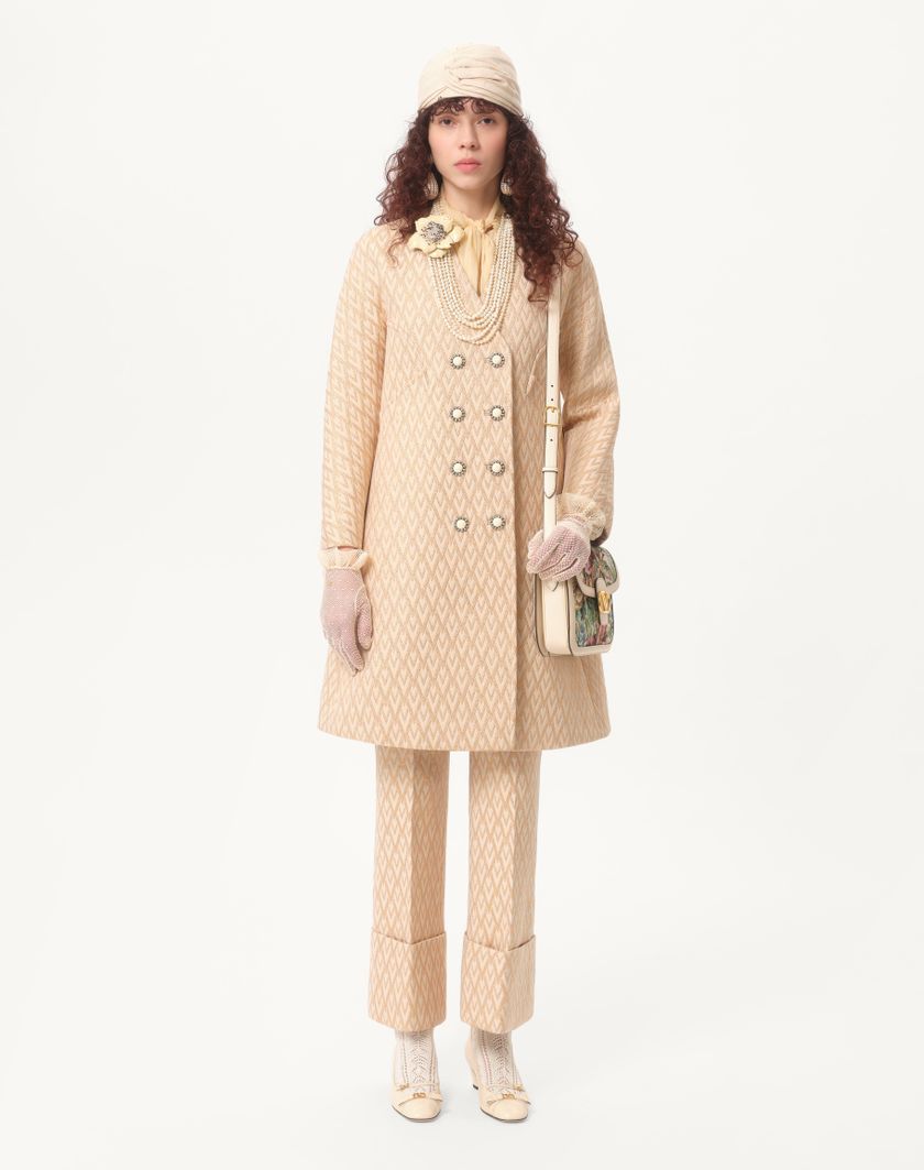 Valentino Handbags Cappotto In Lurex Jacquard Toute La V per Donna in Betulla/oro | Valentino IT Hotsell
