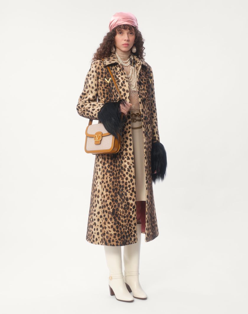 Valentino Handbags Cappotto In Panno Stampato Giaguaro Spots per Donna in Animalier | Valentino IT Grande vendita