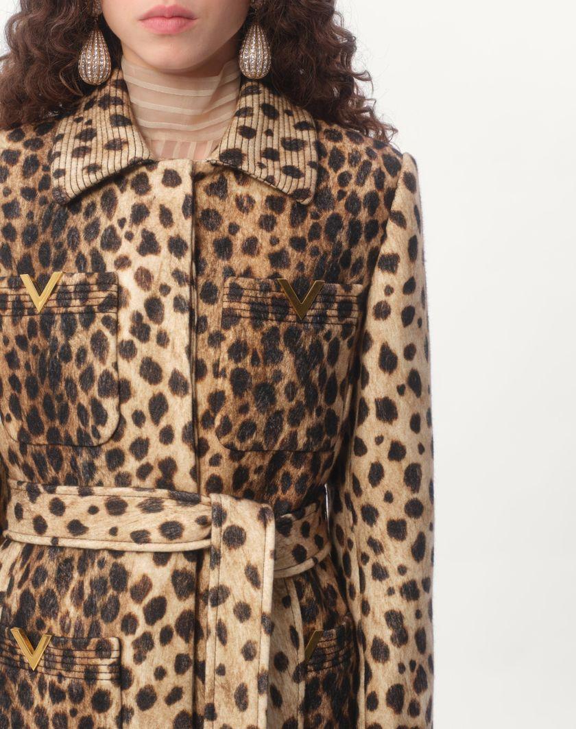 Valentino Handbags Cappotto In Panno Stampato Giaguaro Spots per Donna in Animalier | Valentino IT Grande vendita