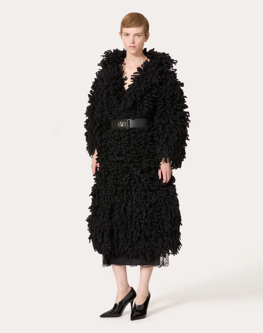 Valentino Handbags Cappotto In Maglia Di Lana per Donna in Nero | Valentino IT Negozio