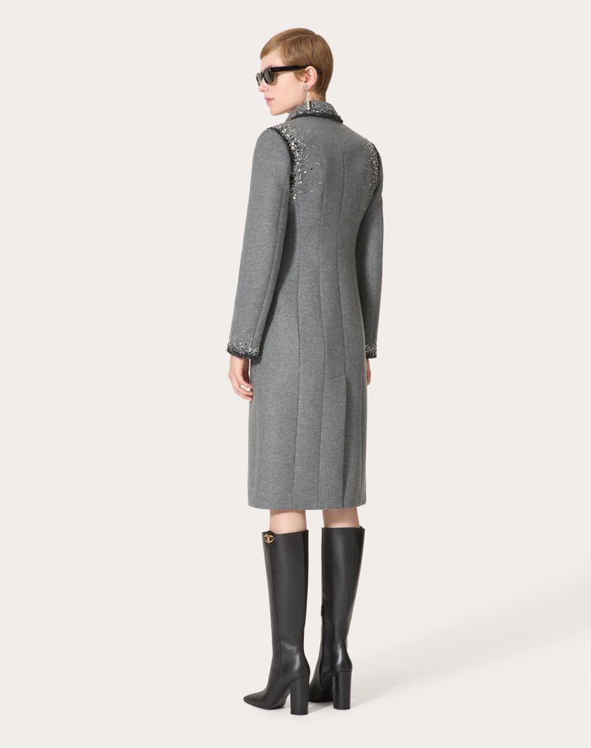 Valentino Handbags Cappotto In Lana Ricamato per Donna in Grigio/silver | Valentino IT Nuova
