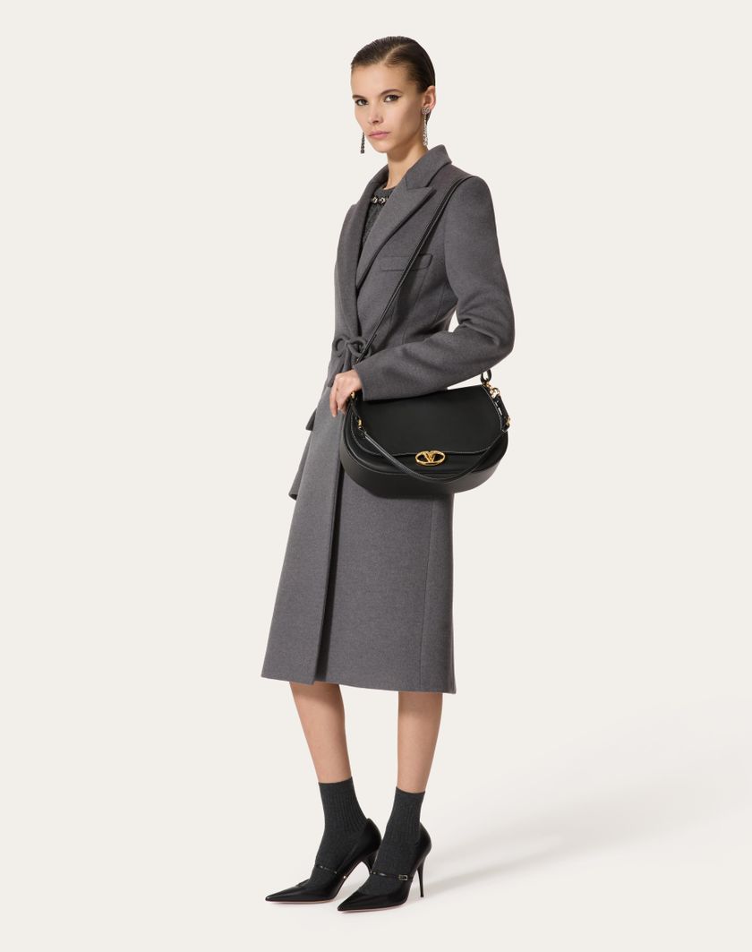 Valentino Handbags Cappotto In Compact Drap per Donna in Grigio Scuro | Valentino IT Moda