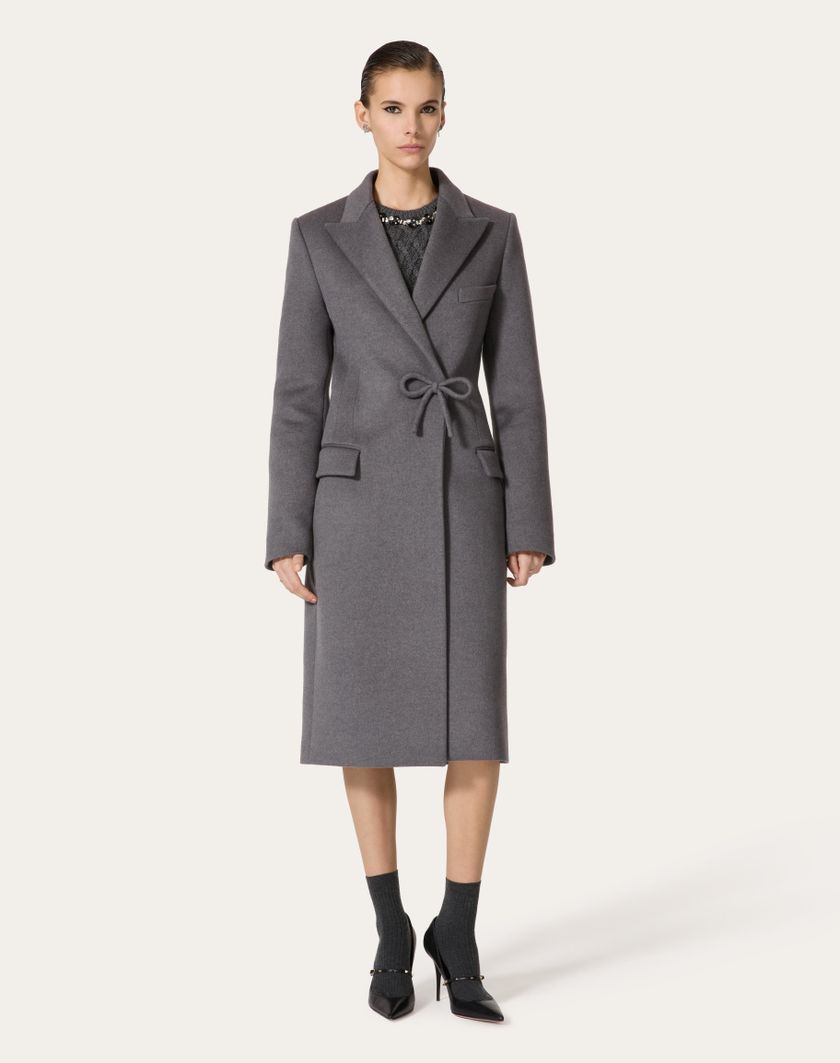 Valentino Handbags Cappotto In Compact Drap per Donna in Grigio Scuro | Valentino IT Moda