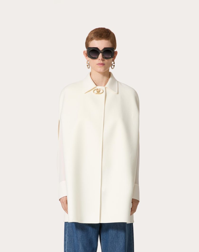 Valentino Handbags Cappa In Compact Drap per Donna in Avorio | Valentino IT Italy