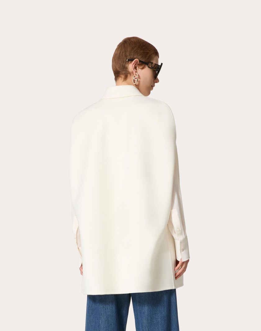 Valentino Handbags Cappa In Compact Drap per Donna in Avorio | Valentino IT Italy