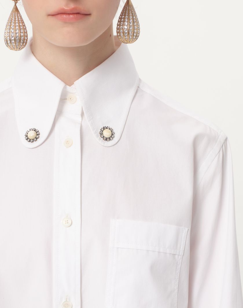 Valentino Handbags Camicia In Cotton Popeline per Donna in Bianco Ottico | Valentino IT Italia