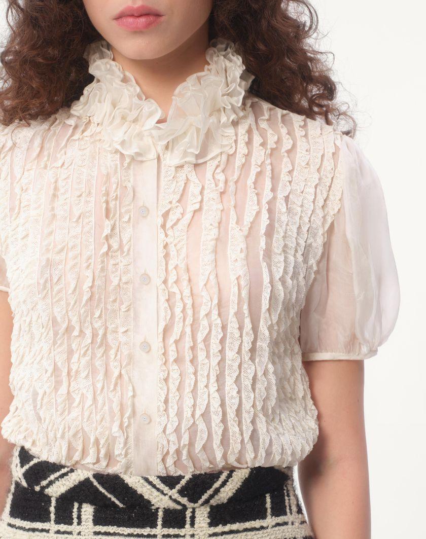 Valentino Handbags Camicia In Chiffon per Donna in Avorio | Valentino IT In Linea