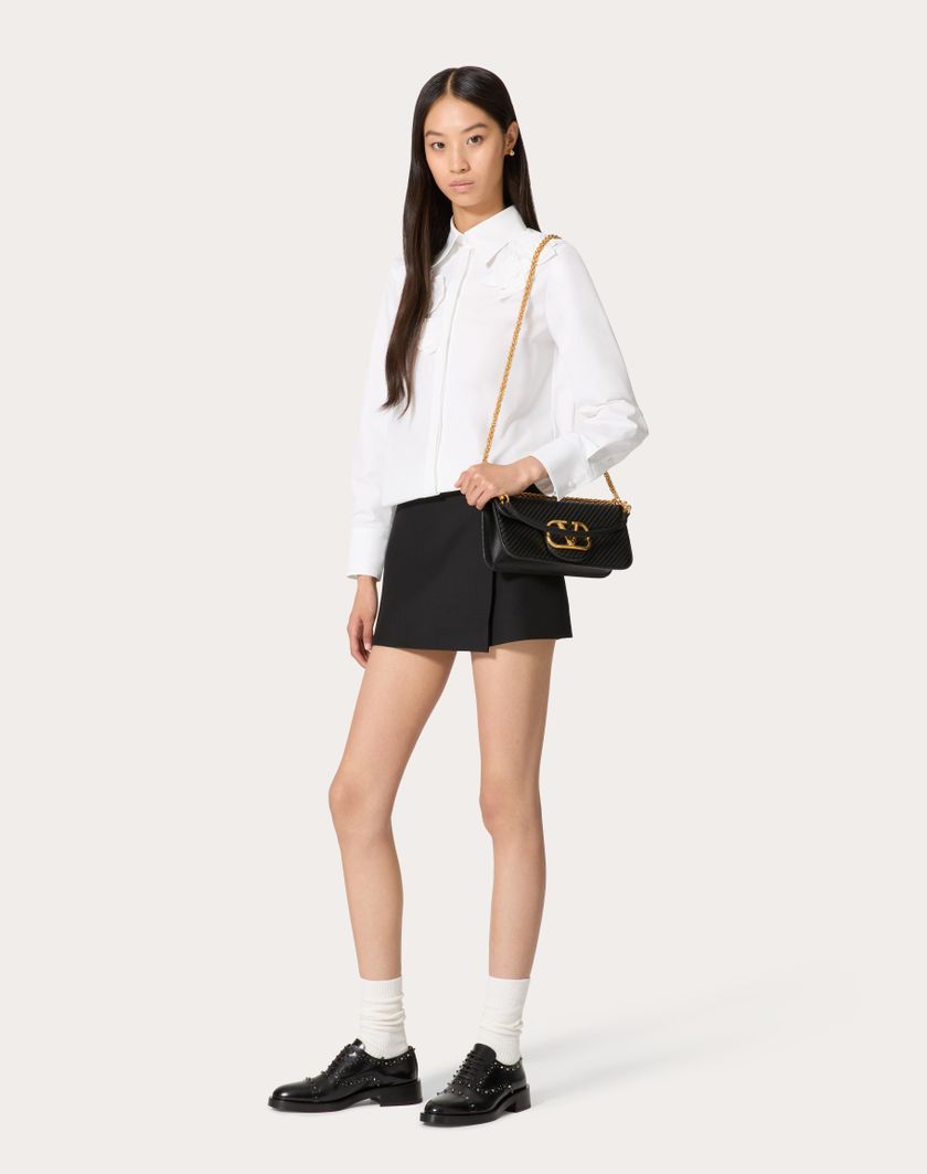 Valentino Handbags Camicia In Compact Popeline Ricamata per Donna in Bianco | Valentino IT Latest fashion