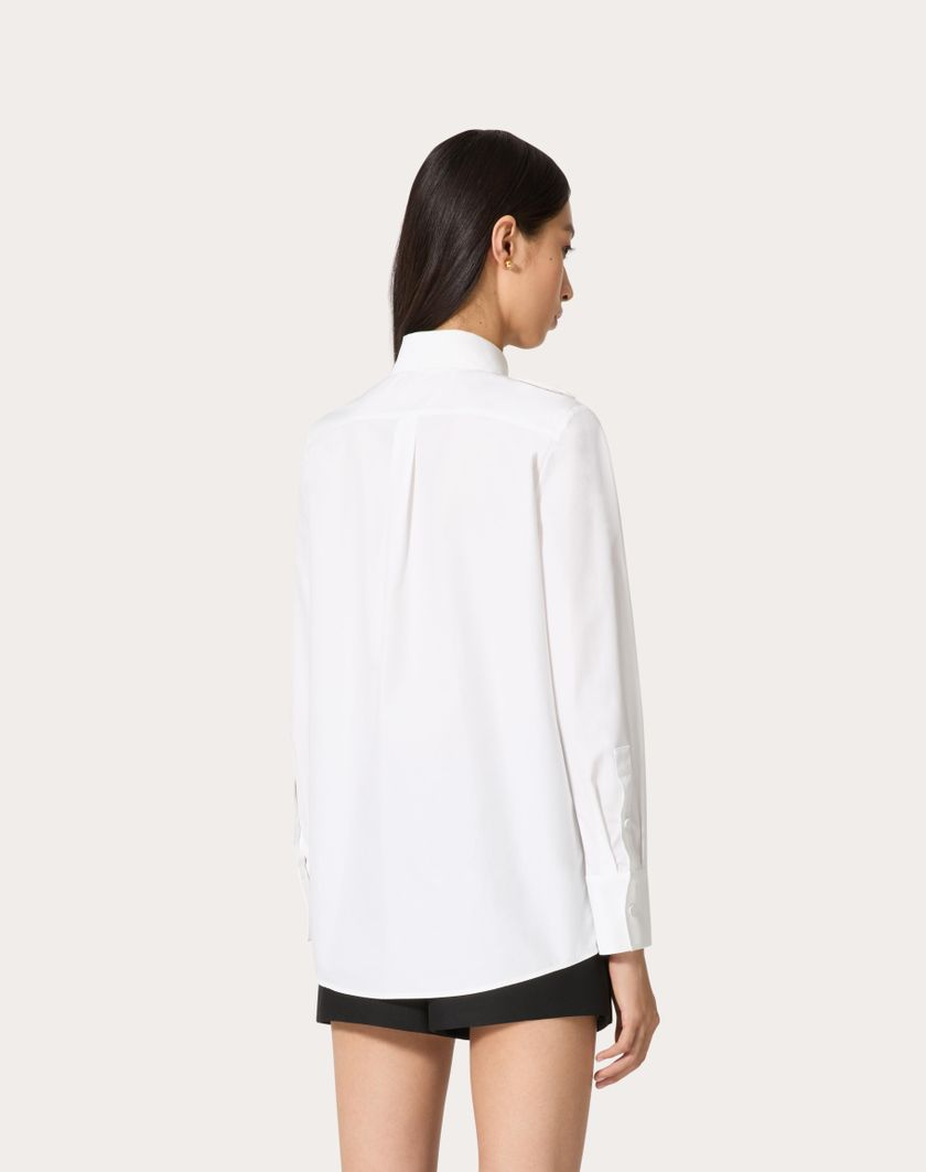 Valentino Handbags Camicia In Compact Popeline Ricamata per Donna in Bianco | Valentino IT Latest fashion