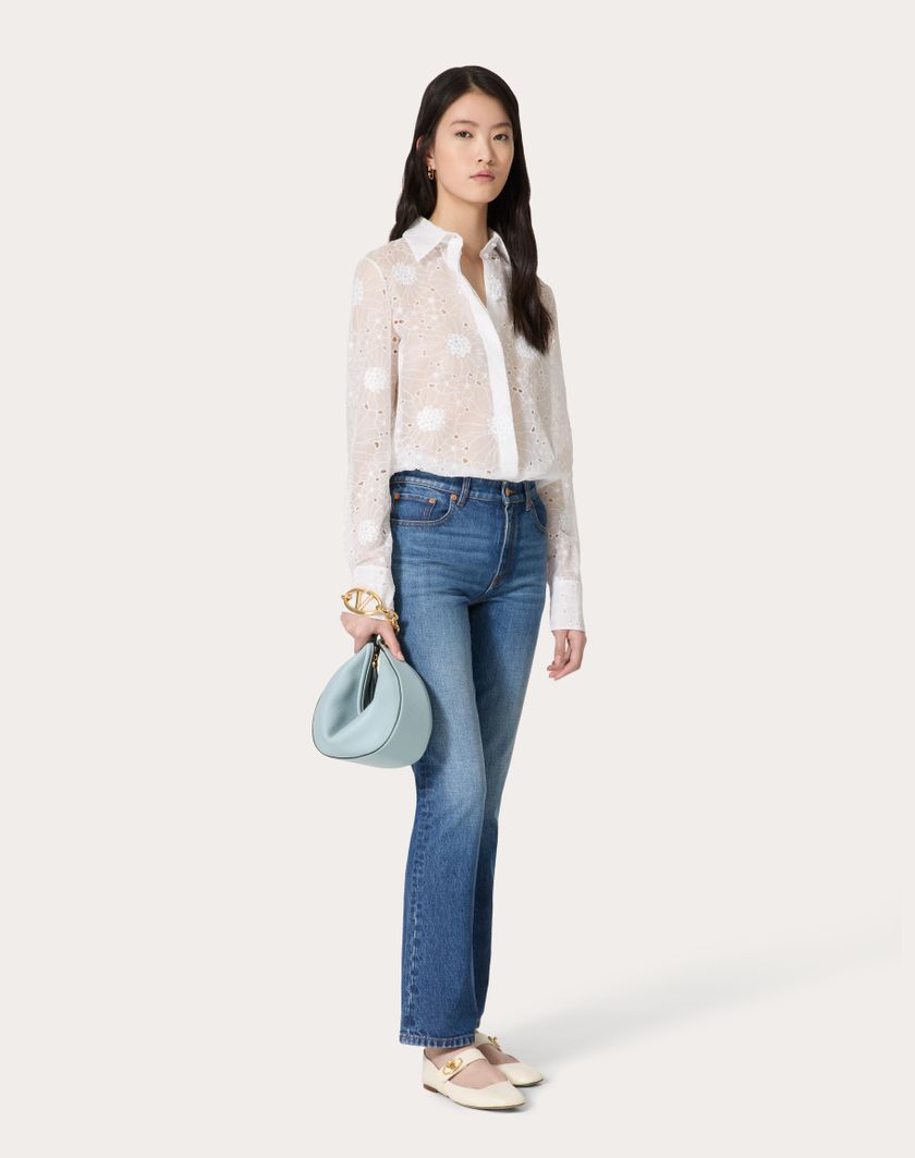 Valentino Handbags Camicia In Daisy Organdis per Donna in Avorio | Valentino IT Offerte esclusive