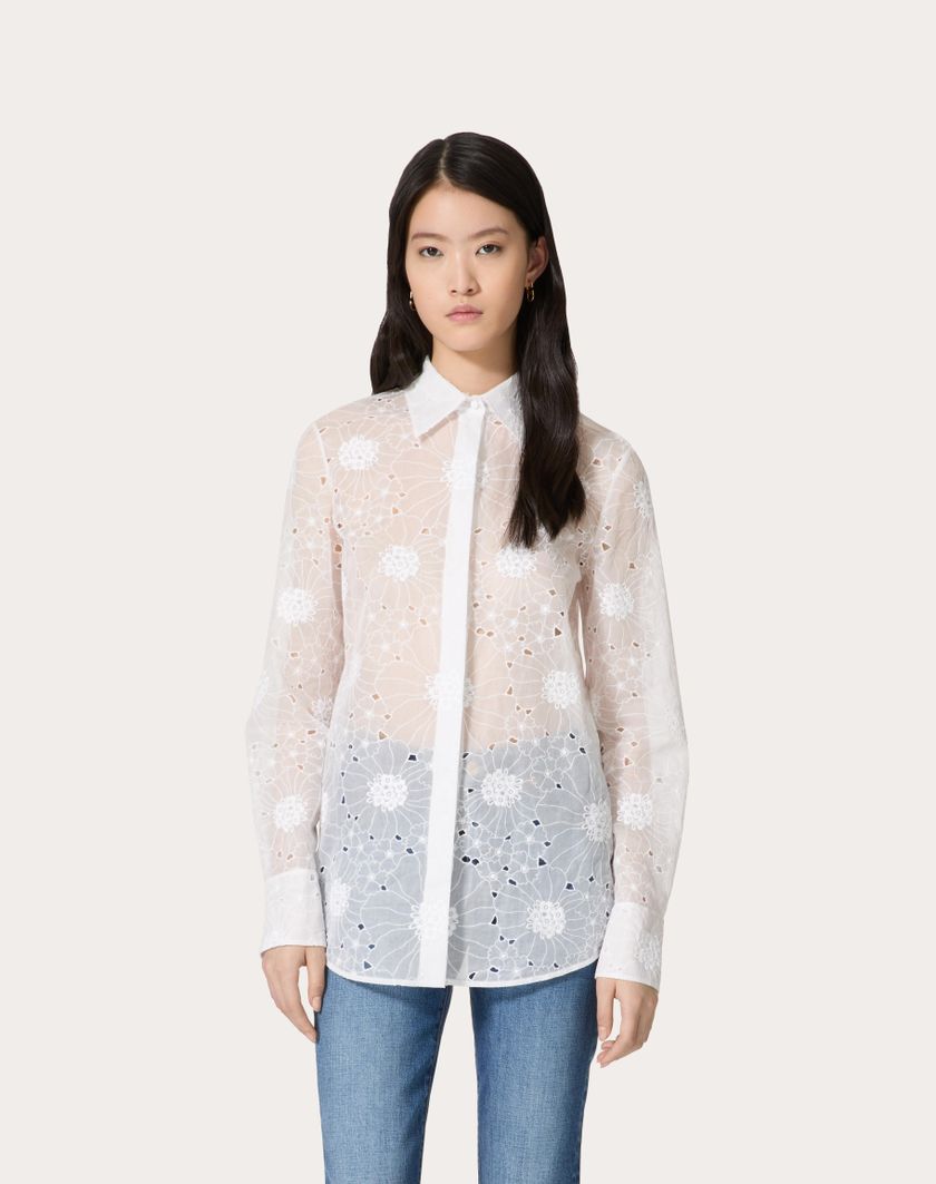 Valentino Handbags Camicia In Daisy Organdis per Donna in Avorio | Valentino IT Offerte esclusive
