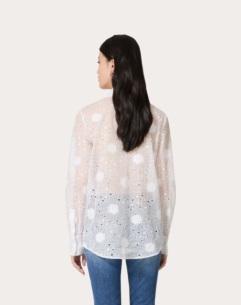 Valentino Handbags Camicia In Daisy Organdis per Donna in Avorio | Valentino IT Offerte esclusive