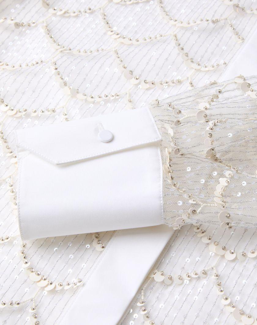 Valentino Handbags Camicia In Tulle Illusione Ricamata per Donna in Avorio | Valentino IT Grandi sconti
