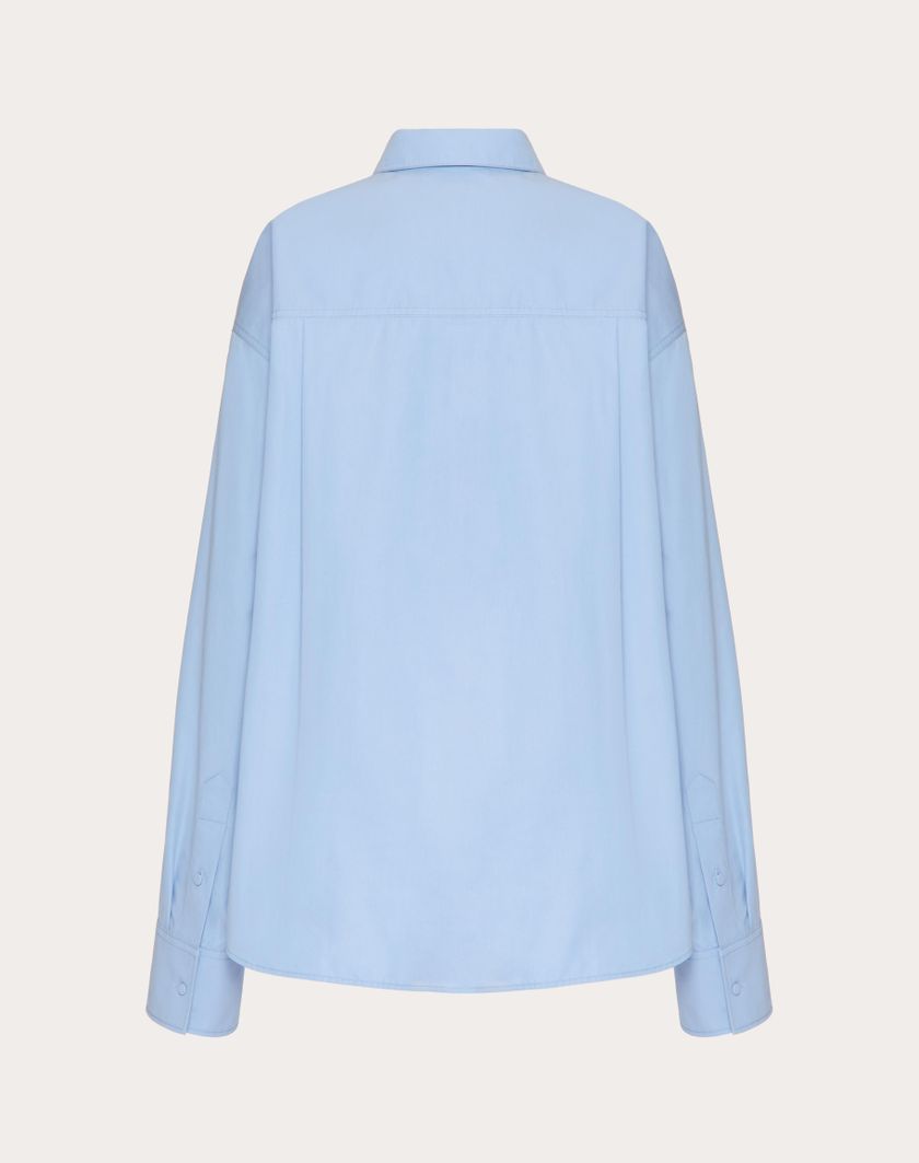 Valentino Handbags Camicia In Compact Popeline per Donna in Iris Liliac | Valentino IT Liquidazione
