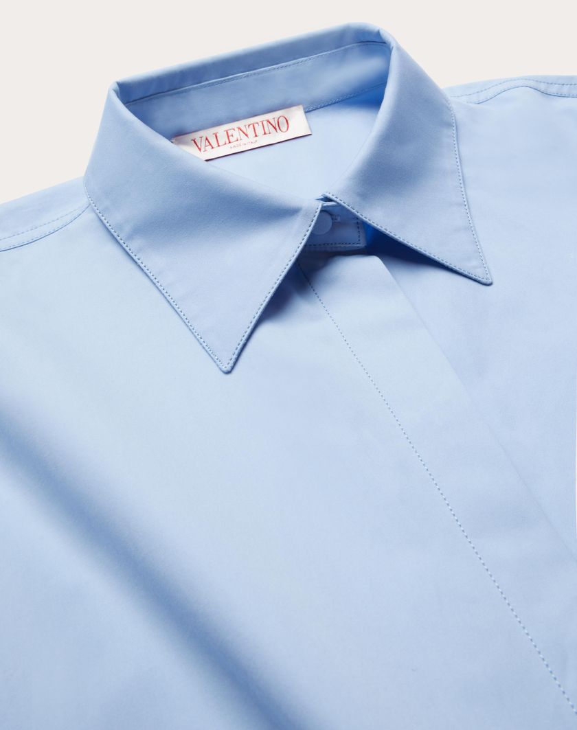 Valentino Handbags Camicia In Compact Popeline per Donna in Iris Liliac | Valentino IT Liquidazione