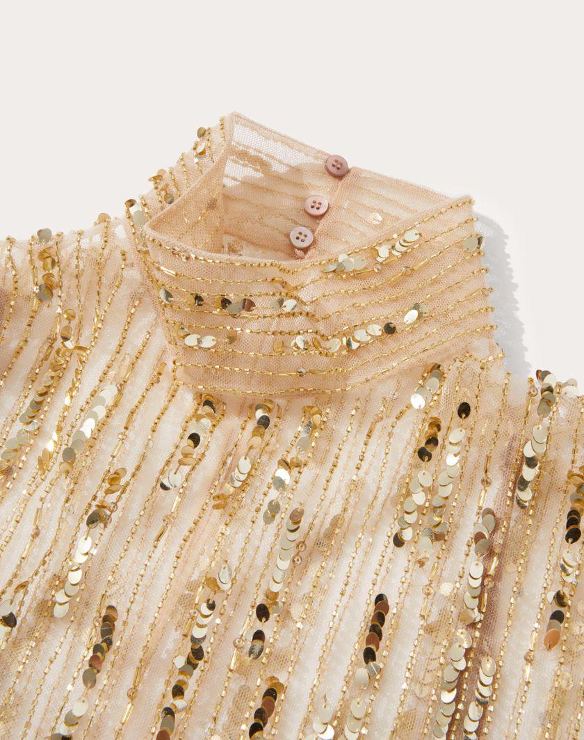 Valentino Handbags Top In Tulle Illusione Ricamato per Donna in Oro | Valentino IT Comprane uno, ottenene uno gratis
