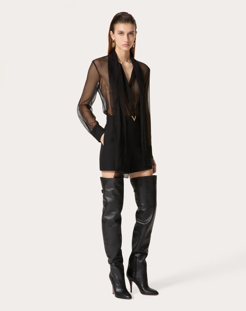 Valentino Handbags Camicia In Chiffon per Donna in Nero | Valentino IT Prezzo basso