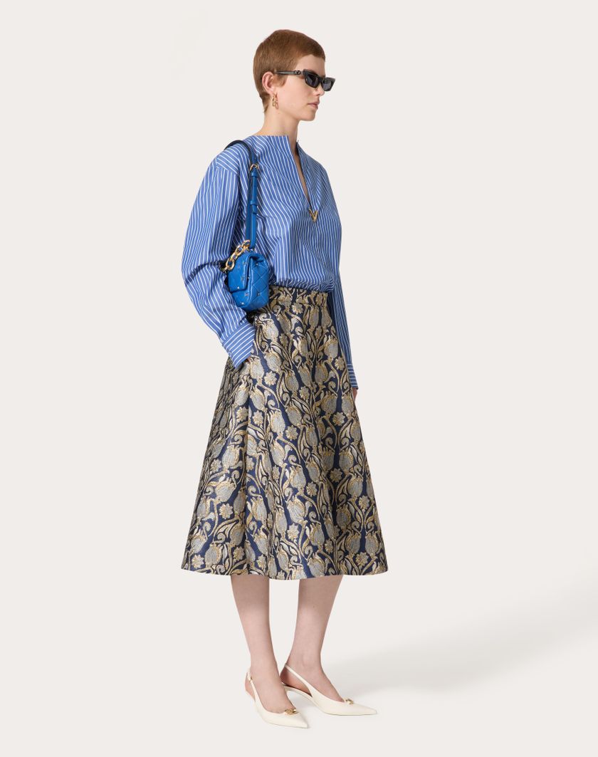 Valentino Handbags Top In Popeline Contrails per Donna in Light Blue/bianco | Valentino IT Ritorno libero