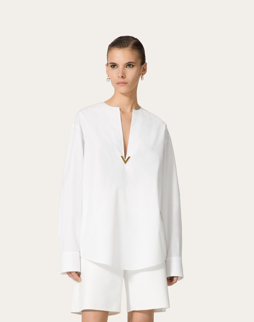 Valentino Handbags Top In Cotton Popeline per Donna in Bianco | Valentino IT Rilascio limitato
