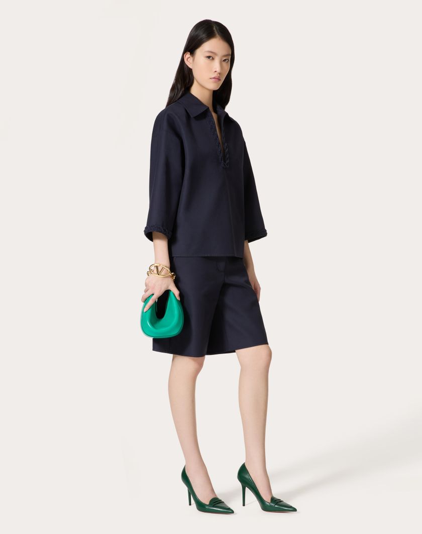 Valentino Handbags Top In Light Double Splittable Gabardine Ricamato per Donna in Navy | Valentino IT Ultimi tre giorni