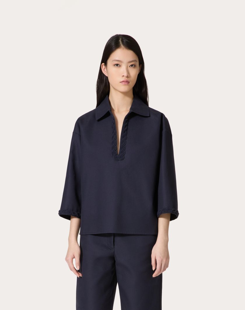Valentino Handbags Top In Light Double Splittable Gabardine Ricamato per Donna in Navy | Valentino IT Ultimi tre giorni