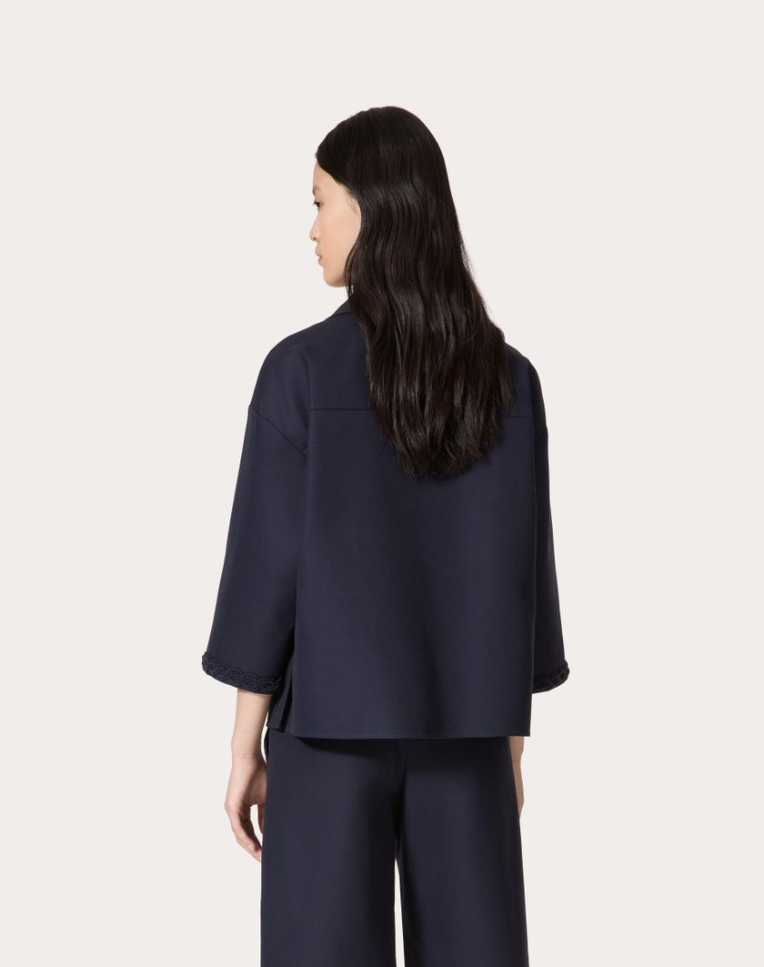 Valentino Handbags Top In Light Double Splittable Gabardine Ricamato per Donna in Navy | Valentino IT Ultimi tre giorni