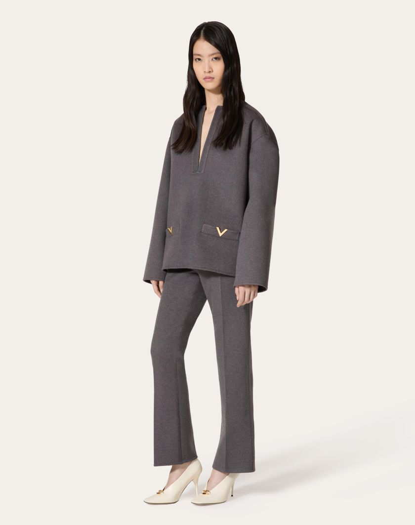 Valentino Handbags Top In Compact Drap per Donna in Grigio Scuro | Valentino IT ACQUISTA ORA