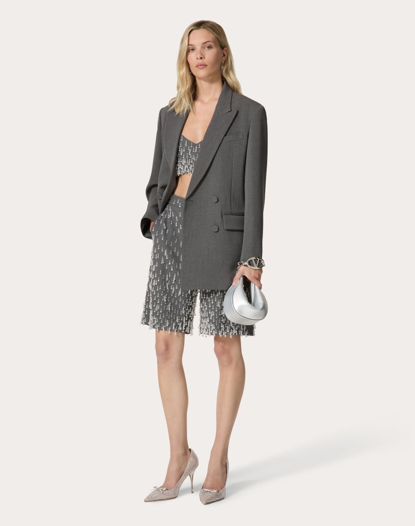 Valentino Handbags Top In Active Gabardine Ricamato per Donna in Grigio | Valentino IT Ultimi due giorni