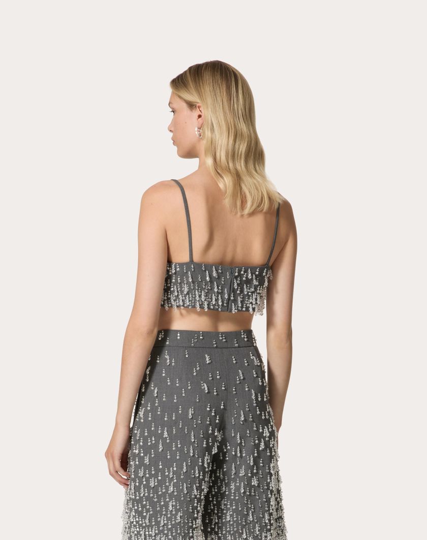 Valentino Handbags Top In Active Gabardine Ricamato per Donna in Grigio | Valentino IT Ultimi due giorni