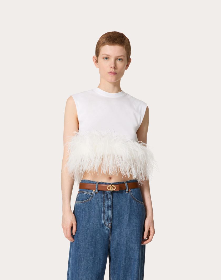 Valentino Handbags Top In Jersey Cotton per Donna in Bianco | Valentino IT Ultimo giorno